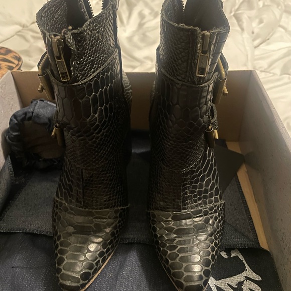 Black Joey Snake Ankle Boots - Picture 3 of 5